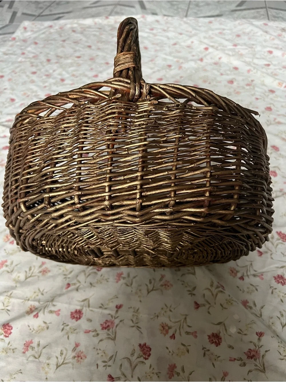 Woven Brown Decorative Willow Picnic Basket with Handle